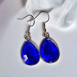 Deep Blue CZ Gemstones in 925 Silver-Plated Earrings